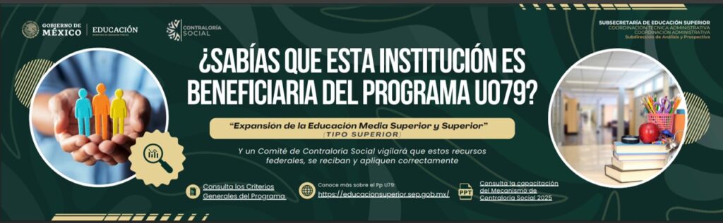¿Sabias que esta Institución es beneficiaria del programas U079?